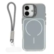 Mobilskal till iPhone 17 MagSafe med Matchande Handrem Lens Kickstand - Grå (Grå)