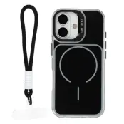 Mobilskal till iPhone 17 MagSafe med Matchande Handrem Lens Kickstand (Svart)