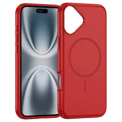 iPhone 17 Mobilskal MagSafe PC + TPU Shockproof - Röd