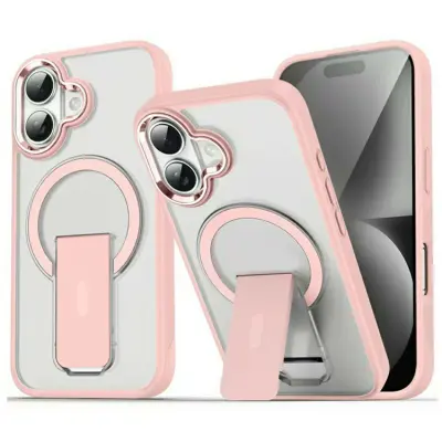 iPhone 17 Mobilskal MagSafe PC+TPU med Kickstand - Rosa