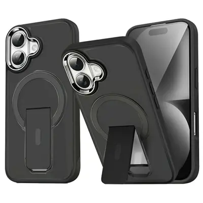 iPhone 17 Mobilskal MagSafe PC+TPU med Kickstand - Svart