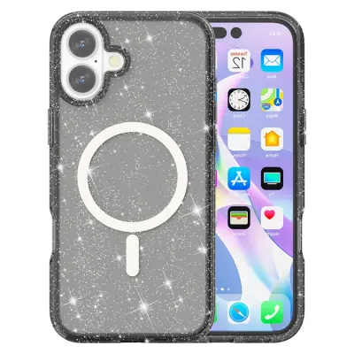 iPhone 17 Mobilskal MagSafe Puderglitter - Svart