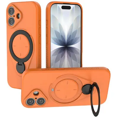 iPhone 17 Mobilskal MagSafe Rotating Kickstand TPU PC - Orange (Orange)
