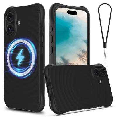 iPhone 17 Mobilskal MagSafe Silikon Ripple Liquid - Svart