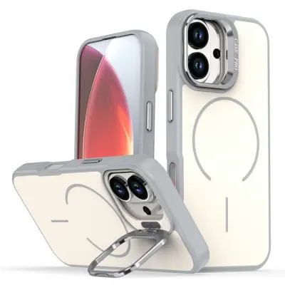 iPhone 17 Mobilskal MagSafe Skin-Touch Kickstand - Grå (Grå)