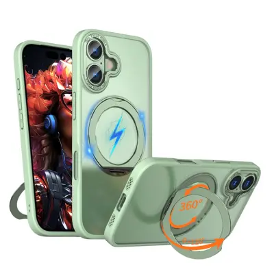 iPhone 17 Mobilskal MagSafe TPU + Acrylic Kickstand - Grön