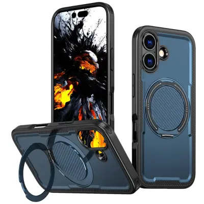 iPhone 17 Mobilskal MagSafe TPU+PC Kickstand - Blå