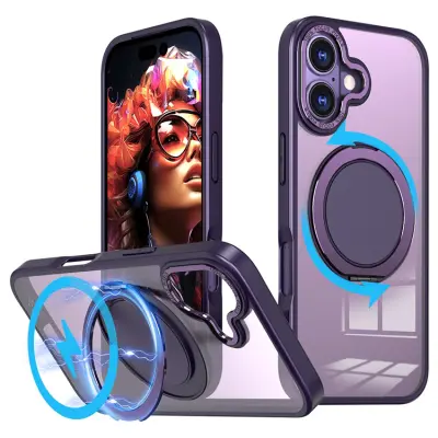 iPhone 17 Mobilskal MagSafe TPU+PC Kickstand - Lila