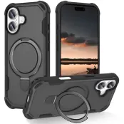 iPhone 17 Mobilskal MagSafe TPU+PC Kickstand Shockproof - Svart