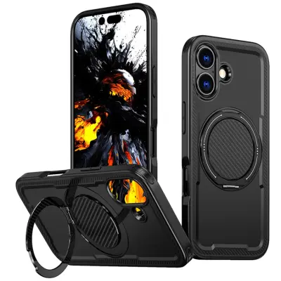 iPhone 17 Mobilskal MagSafe TPU+PC Kickstand - Svart