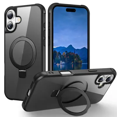 iPhone 17 Mobilskal MagSafe TPU+PC Kickstand - Svart