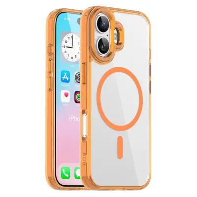 iPhone 17 Mobilskal MagSafe Transparent TPU+PC - Orange