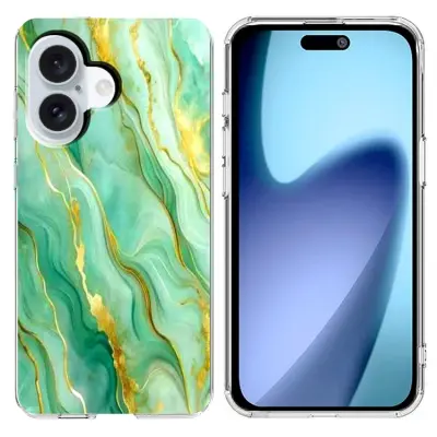 iPhone 17 Mobilskal Marble Pattern Printing Soft - Grön