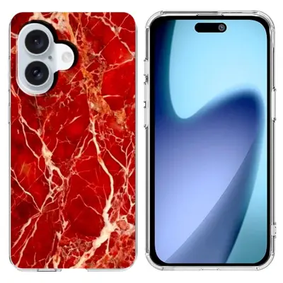 iPhone 17 Mobilskal Marble Pattern Printing Soft - Röd