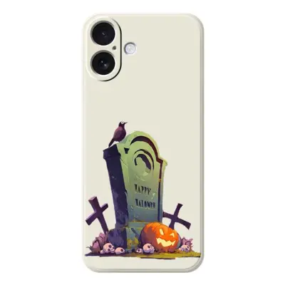iPhone 17 Mobilskal med Halloween Tombstone Pattern TPU - Beige