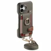 iPhone 17 Mobilskal med Korthållare Ring Kickstand (Grå)