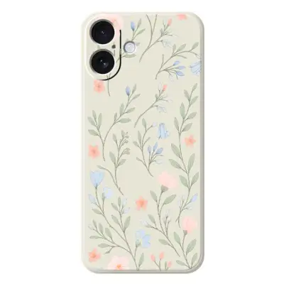 iPhone 17 Mobilskal Pink Blue Flowers Pattern TPU - Beige