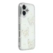 iPhone 17 Mobilskal Rhinestone Edge Pearl Butterfly