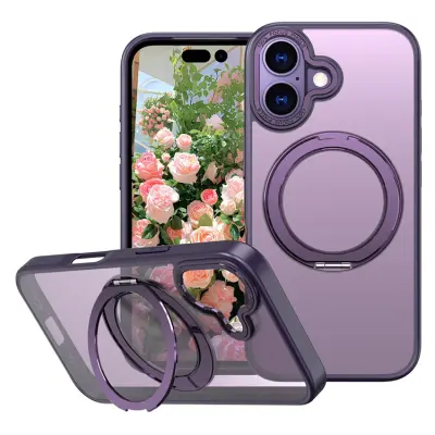 iPhone 17 Mobilskal Ring Kickstand TPU PC - Mörklila