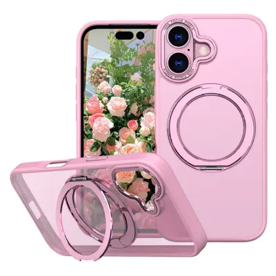 iPhone 17 Mobilskal Ring Kickstand TPU PC - Rosa