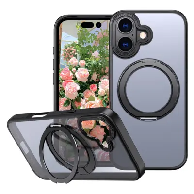 iPhone 17 Mobilskal Ring Kickstand TPU PC - Svart