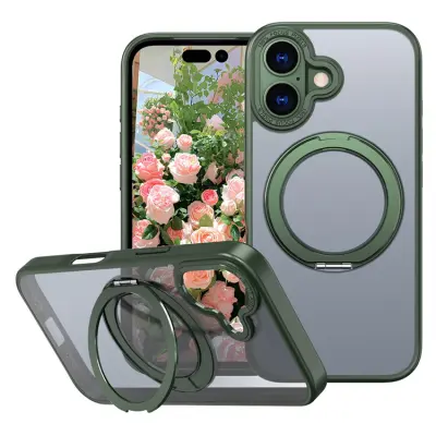 iPhone 17 Mobilskal Ring Kickstand TPU PC - Svartgrön
