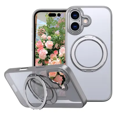iPhone 17 Mobilskal Ring Kickstand TPU PC - Titangrå