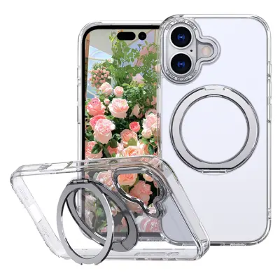 iPhone 17 Mobilskal Ring Kickstand TPU PC - Transparent
