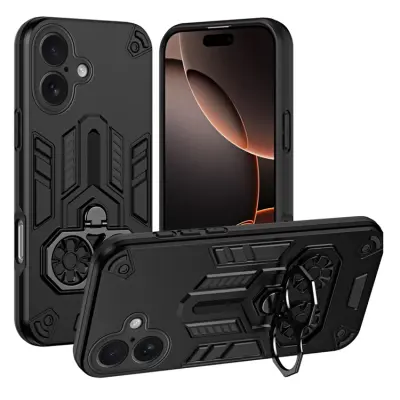 iPhone 17 Mobilskal Ringhållare Kickstand Shockproof - Svart