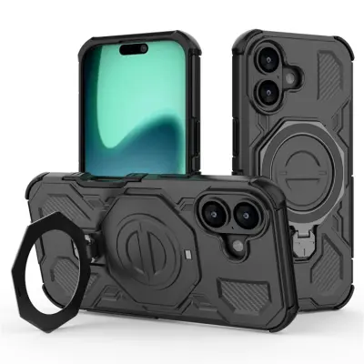 iPhone 17 Mobilskal Rotating Kickstand - Svart