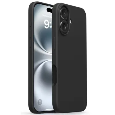 iPhone 17 Mobilskal Silikon Microfiber Lining - Svart