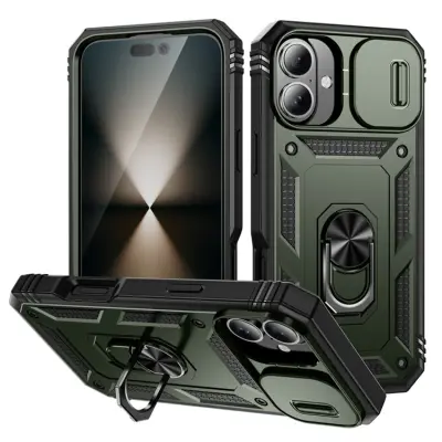 iPhone 17 Mobilskal Slide Camshield Kickstand - Armégrön