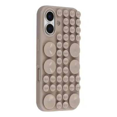 iPhone 17 Mobilskal Sugkopp Silikon med Tygfoder - Grå (Titangrå)