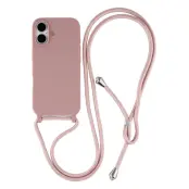 iPhone 17 Mobilskal TPU Shockproof med Lanyard - Djuprosa