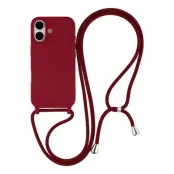 iPhone 17 Mobilskal TPU Shockproof med Lanyard - Mörkröd