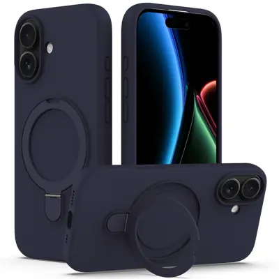 iPhone 17 Mobilskal MagSafe Kickstand PC + Silikon - Blå