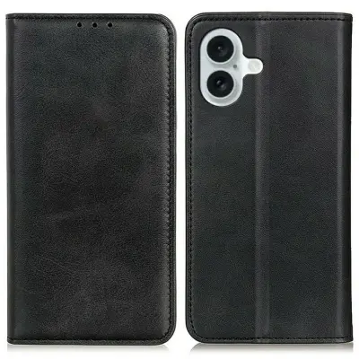 iPhone 17 Plånboksfodral Äkta Läder - Svart