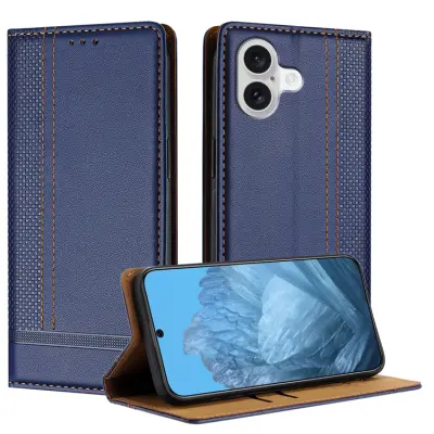 iPhone 17 Plånboksfodral Kickstand Grid Pattern - Blå