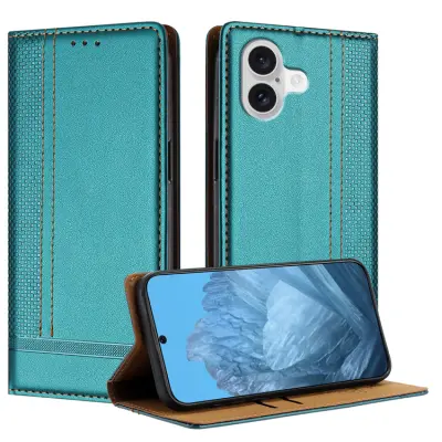 iPhone 17 Plånboksfodral Kickstand Grid Pattern - Grön