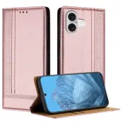 iPhone 17 Plånboksfodral Kickstand Grid Pattern - Rosaguld