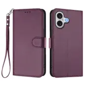 iPhone 17 Plånboksfodral Läder med Handledsrem - Lila