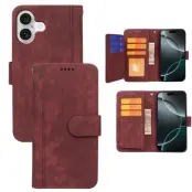 iPhone 17 Plånboksfodral Line Pattern Läder - Röd