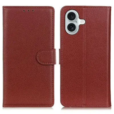 iPhone 17 Plånboksfodral Litchi Texture - Brun