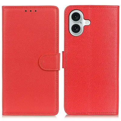 iPhone 17 Plånboksfodral Litchi Texture - Röd