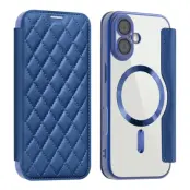 iPhone 17 Plånboksfodral MagSafe Rhombus Läder - Sapphire