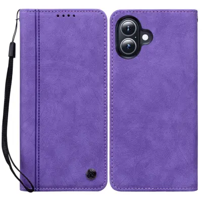 iPhone 17 Konstläder Plånboksfodral med Rem Lines Pattern - Lila