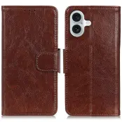iPhone 17 Plånboksfodral Nappa Texture Äkta läder - Brun