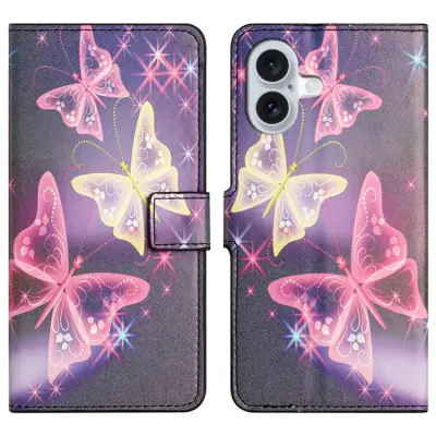 iPhone 17 Konstläder Plånboksfodral Pattern Print - Illusion Fjäril