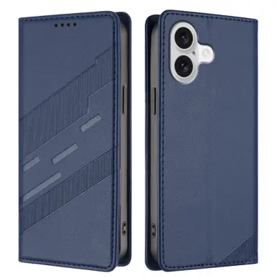 iPhone 17 Plånboksfodral Punk Style Imprinted - Mörkblå