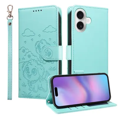 iPhone 17 Konstläder Plånboksfodral RFID-Skydd med handledsrem - Grön